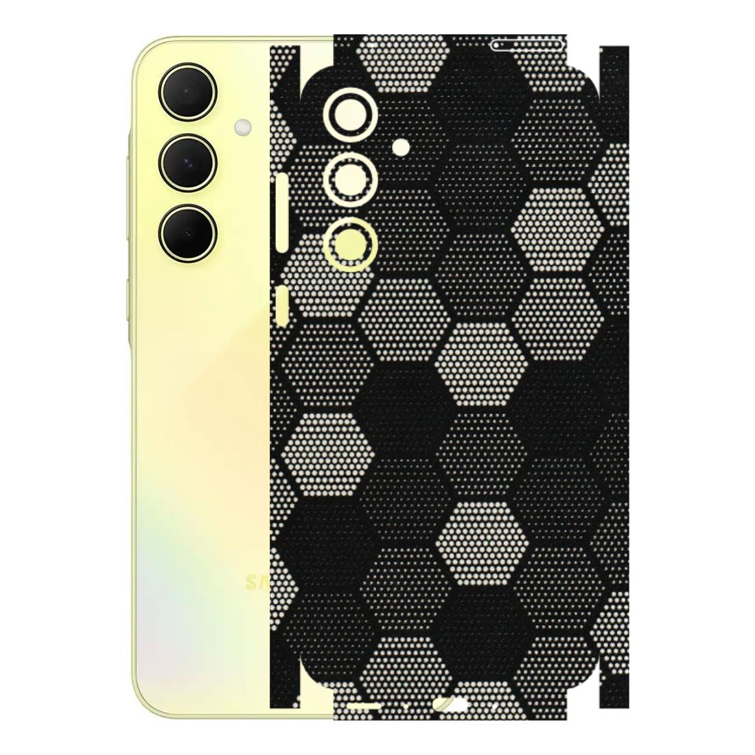 Samsung A/S Series Phone Skins (All Models) - Black & White Dotted Honeycomb Texture - 3D Embossed Finish (L-202) Samsung Galaxy A35 (5G)