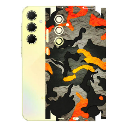 Samsung A/S Series Phone Skins (All Models) - Orange Camouflage - 3D Embossed Finish (L-204) Samsung Galaxy A35 (5G)