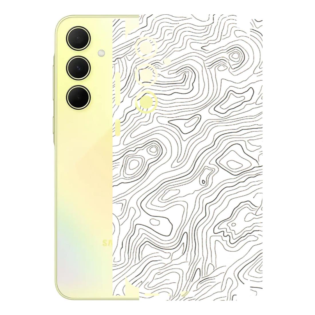 Samsung A/S Series Phone Skins (All Models) - White Black Swirls - 3D Embossed Finish (L-219) Samsung Galaxy A35 (5G)