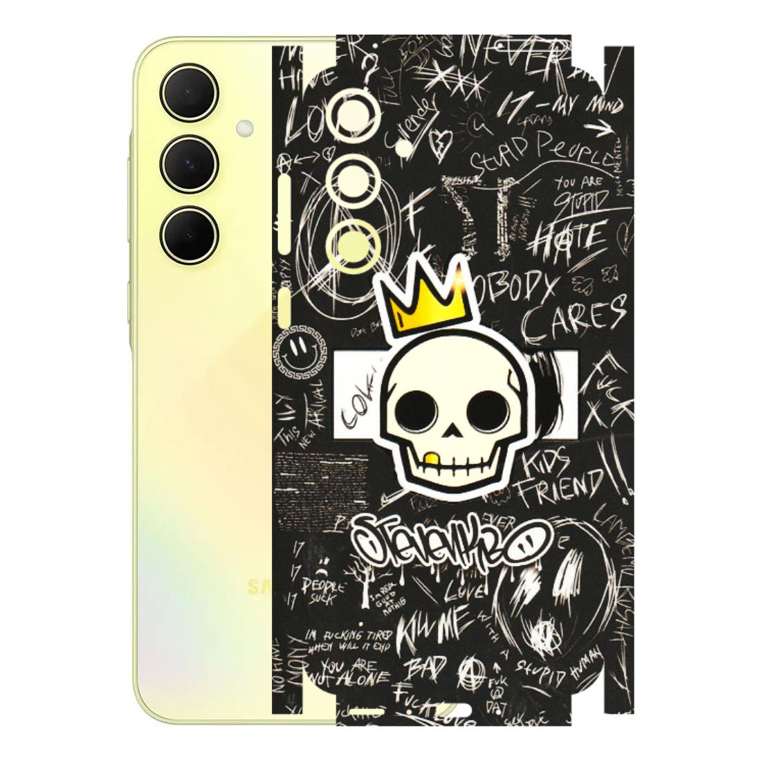 Samsung A/S Series Phone Skins (All Models) - Funny Skull Black Chalk Grafitti - 3D Embossed Finish (L-22) Samsung Galaxy A35 (5G)