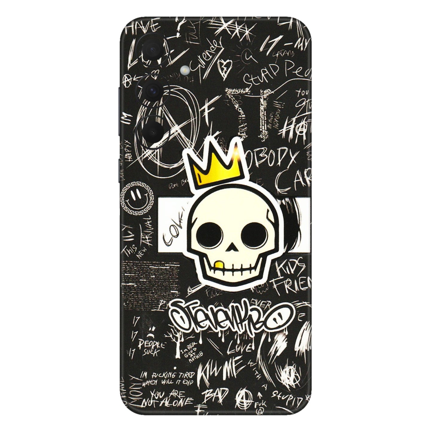 Samsung A/S Series Phone Skins (All Models) - Funny Skull Black Chalk Grafitti - 3D Embossed Finish (L-22) Samsung Galaxy A35 (5G)