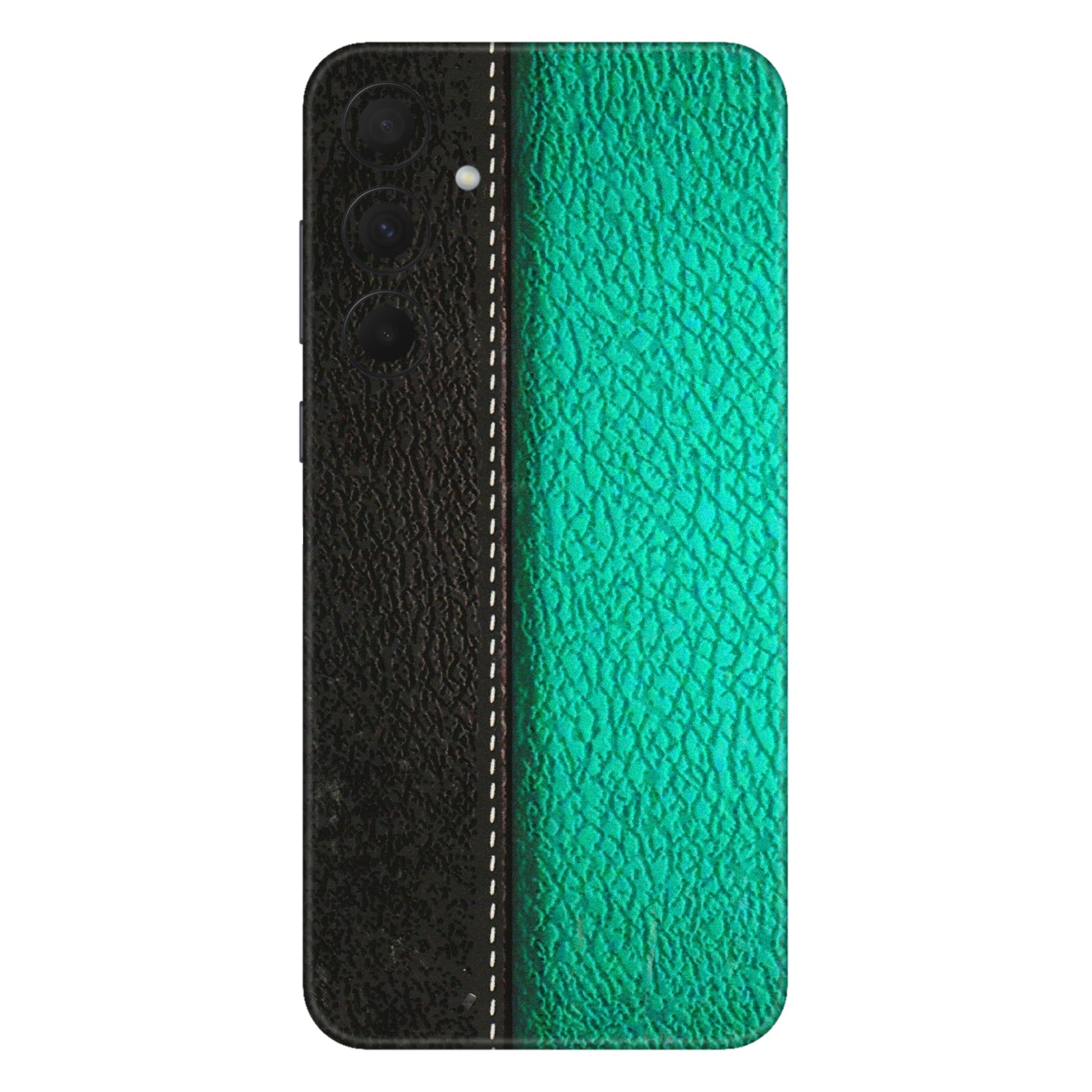 Samsung A/S Series Phone Skins (All Models) - Black Green Dual Leather Stich - 3D Embossed Finish (L-233) Samsung Galaxy A35 (5G)