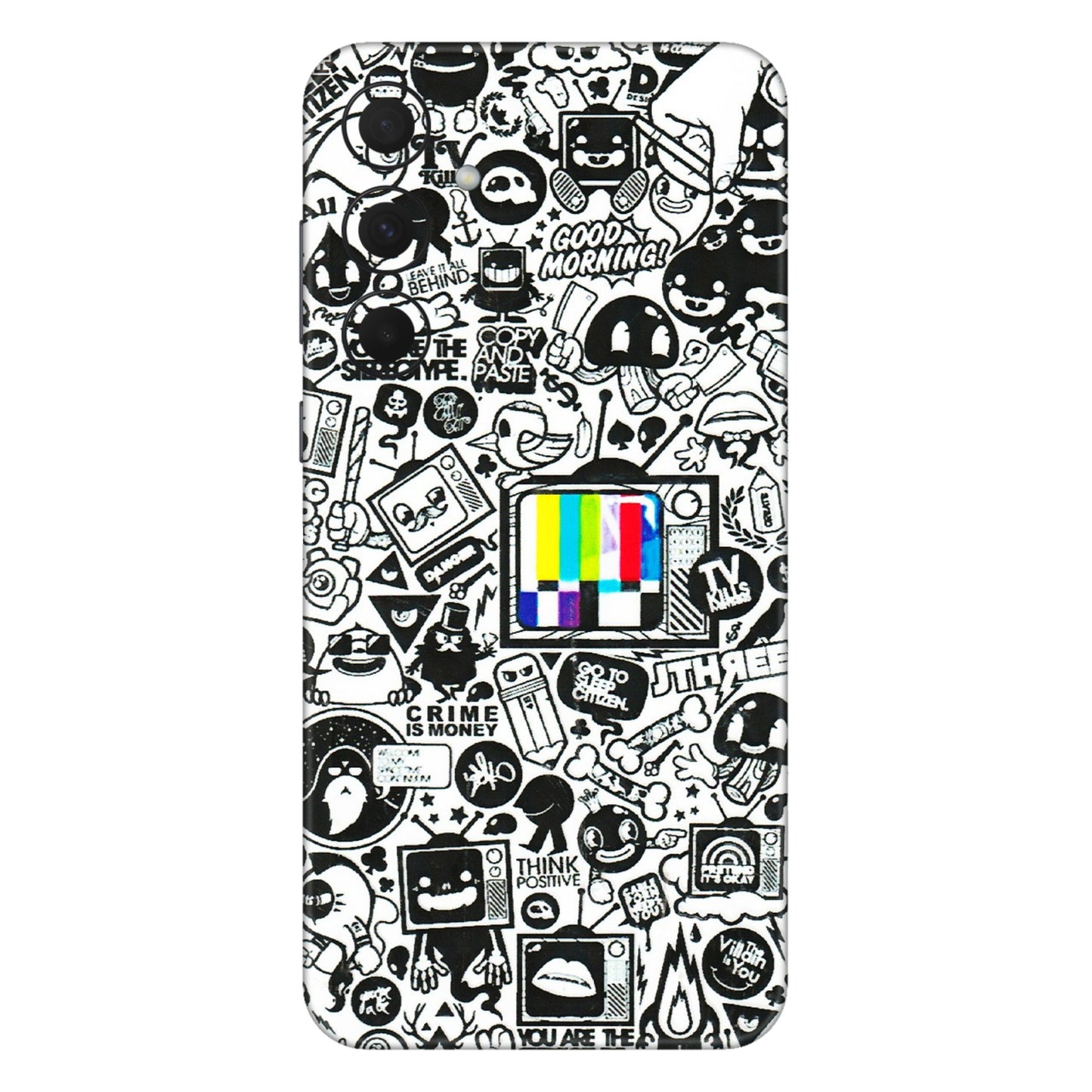 Samsung A/S Series Phone Skins (All Models) - Doodles Positive Art - 3D Embossed Finish (L-263) Samsung Galaxy A35 (5G)