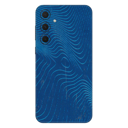 Samsung A/S Series Phone Skins (All Models) - Abstract Blue Line Map - 3D Embossed Finish (L-272) Samsung Galaxy A35 (5G)