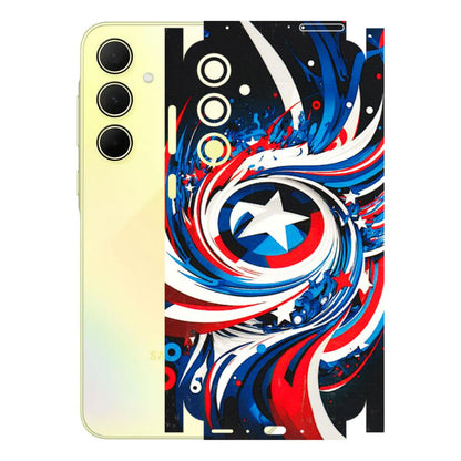 Samsung A/S Series Phone Skins (All Models) - Captain America Logo - 3D Embossed Finish (L-307) Samsung Galaxy A35 (5G)