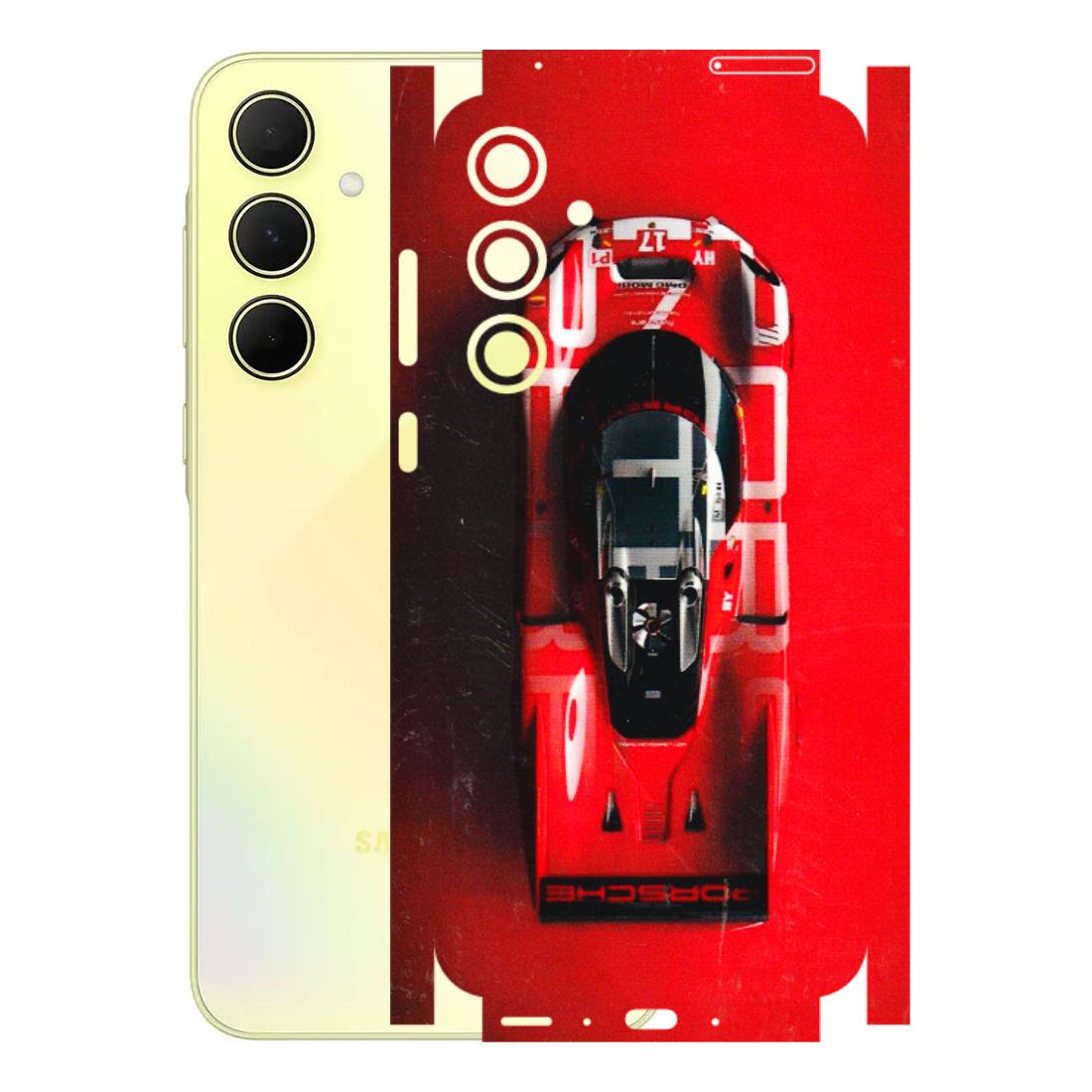 Samsung A/S Series Phone Skins (All Models) - Red Porsche Car Logo - 3D Embossed Finish (L-315) Samsung Galaxy A35 (5G)