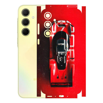 Samsung A/S Series Phone Skins (All Models) - Red Porsche Car Logo - 3D Embossed Finish (L-315) Samsung Galaxy A35 (5G)
