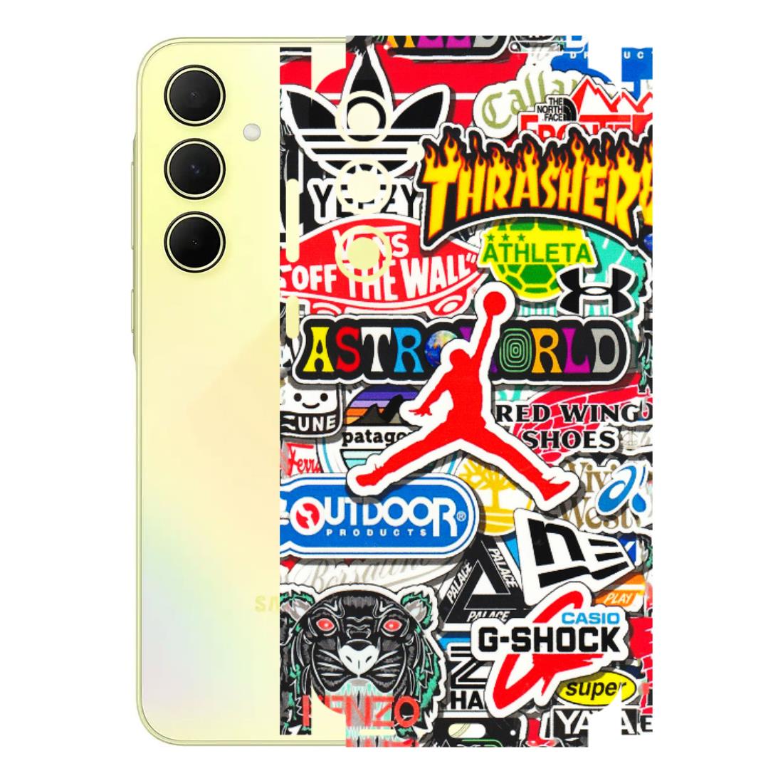 Samsung A/S Series Phone Skins (All Models) - Multi Brands Sticker Graffiti - 3D Embossed Finish (L-37) Samsung Galaxy A35 (5G)