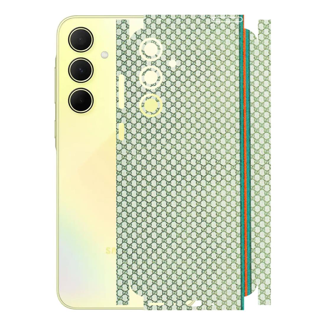 Samsung A/S Series Phone Skins (All Models) - Gucci Fabric Pattern - 3D Embossed Finish (L-73) Samsung Galaxy A35 (5G)