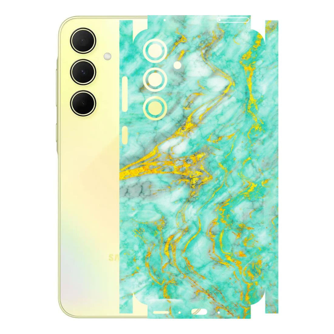 Samsung A/S Series Phone Skins (All Models) - Green And Gold Marble Feel - Matte Finish (M-16) Samsung Galaxy A35 (5G)