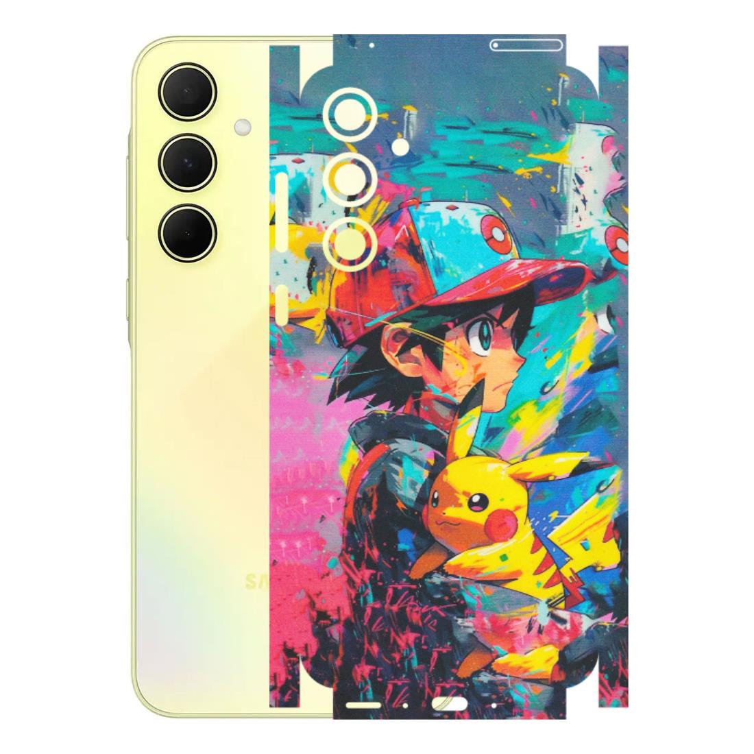 Samsung A/S Series Phone Skins (All Models) - Ash & Pikachu - Matte Finish (M-26) Samsung Galaxy A35 (5G)