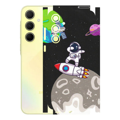 Samsung A/S Series Phone Skins (All Models) - Astronaut Vibing Toon Running - Matte Finish (M-39) Samsung Galaxy A35 (5G)