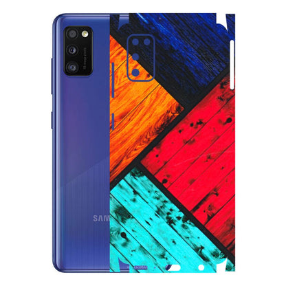 Samsung A/S Series Phone Skins (All Models) - Colourful Wood Panels Abstract - 3D Embossed Finish (L-09) Samsung Galaxy A41