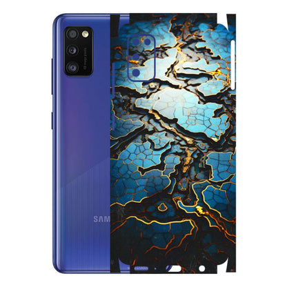 Samsung A/S Series Phone Skins (All Models) - Blue Gold Abstract - 3D Embossed Finish (L-11) Samsung Galaxy A41