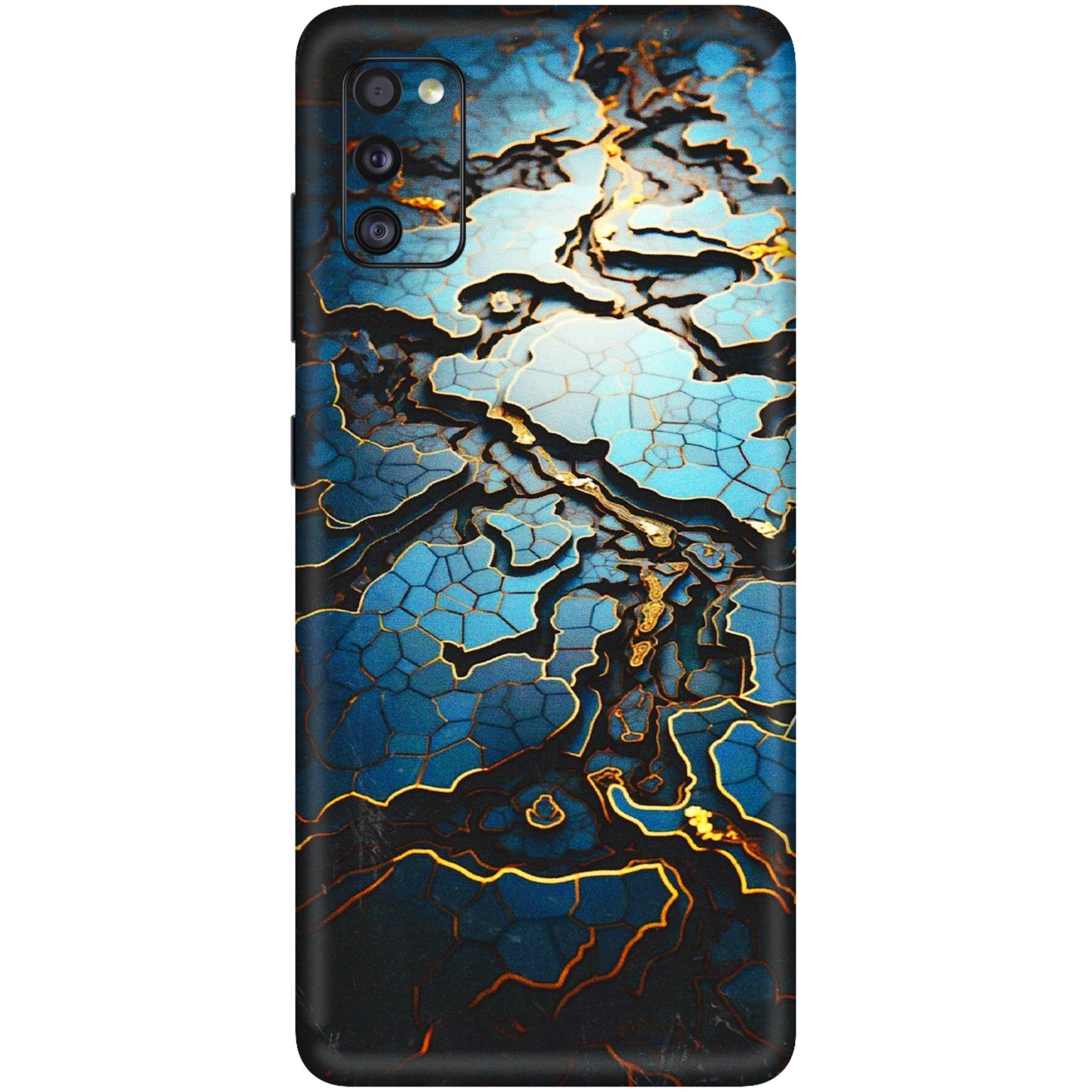 Samsung A/S Series Phone Skins (All Models) - Blue Gold Abstract - 3D Embossed Finish (L-11) Samsung Galaxy A41