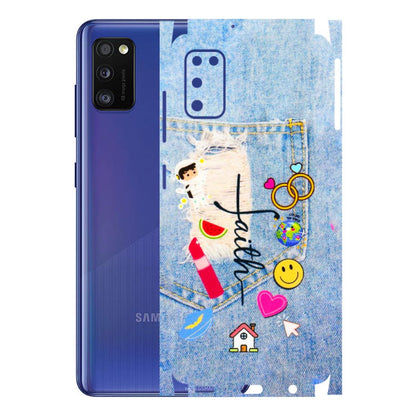 Samsung A/S Series Phone Skins (All Models) - Denim Jeans Pocket - 3D Embossed Finish (L-134) Samsung Galaxy A41