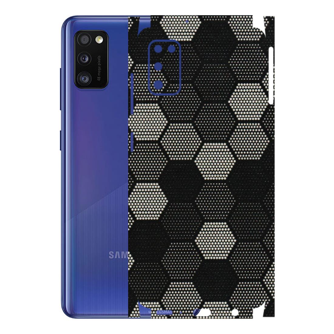 Samsung A/S Series Phone Skins (All Models) - Black & White Dotted Honeycomb Texture - 3D Embossed Finish (L-202) Samsung Galaxy A41
