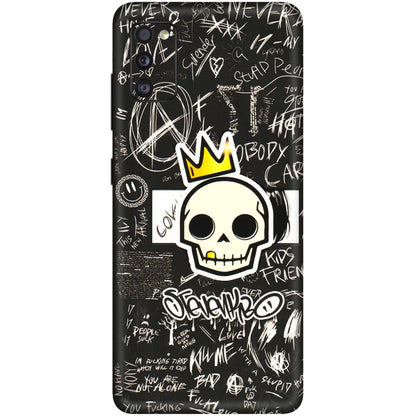 Samsung A/S Series Phone Skins (All Models) - Funny Skull Black Chalk Grafitti - 3D Embossed Finish (L-22) Samsung Galaxy A41