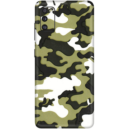 Samsung A/S Series Phone Skins (All Models) - Camouflages White And Green - 3D Embossed Finish (L-243) Samsung Galaxy A41