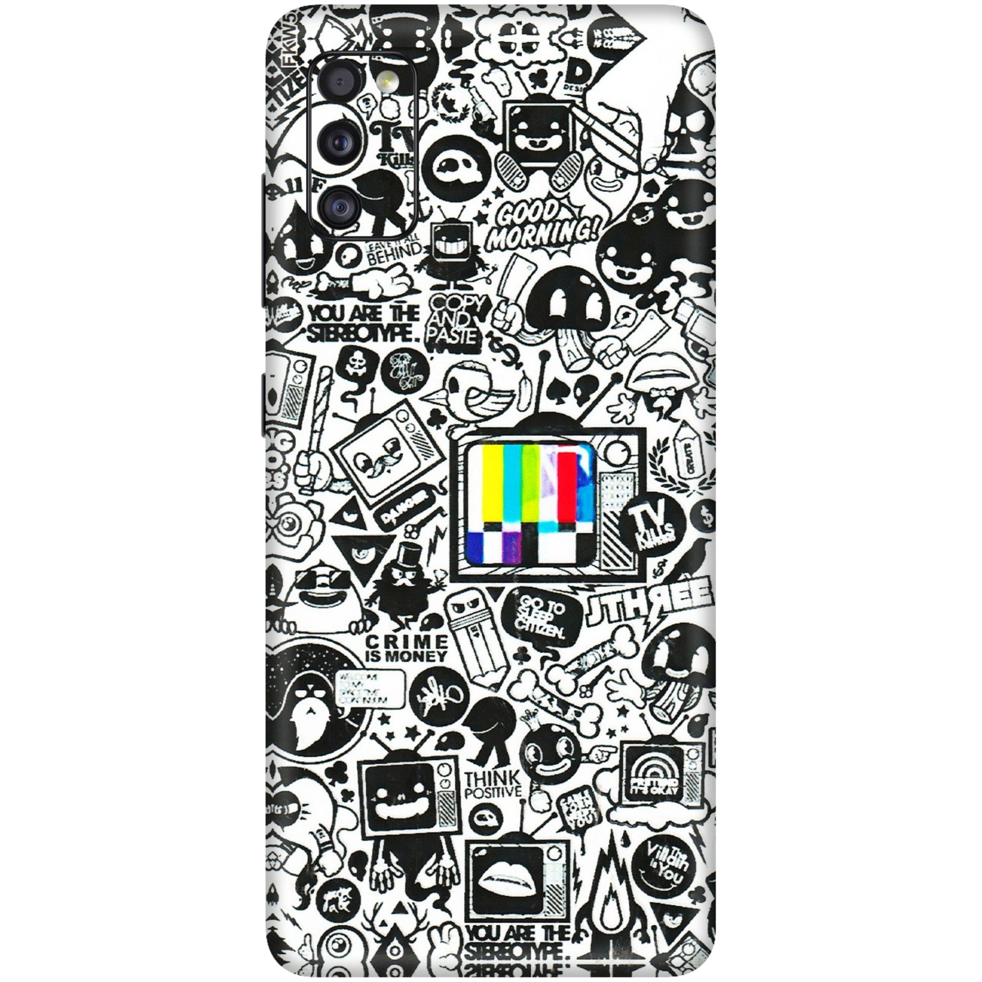 Samsung A/S Series Phone Skins (All Models) - Doodles Positive Art - 3D Embossed Finish (L-263) Samsung Galaxy A41