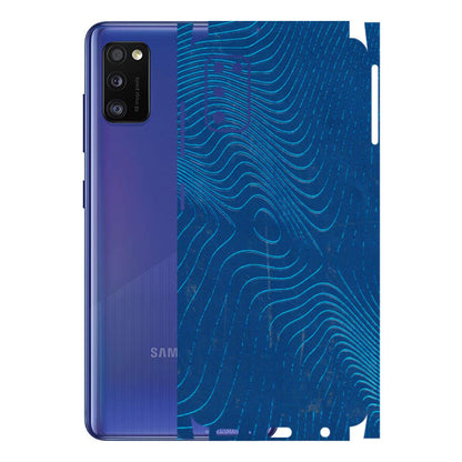 Samsung A/S Series Phone Skins (All Models) - Abstract Blue Line Map - 3D Embossed Finish (L-272) Samsung Galaxy A41