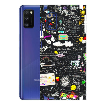 Samsung A/S Series Phone Skins (All Models) - Black Creatives Doodles - 3D Embossed Finish (L-311) Samsung Galaxy A41