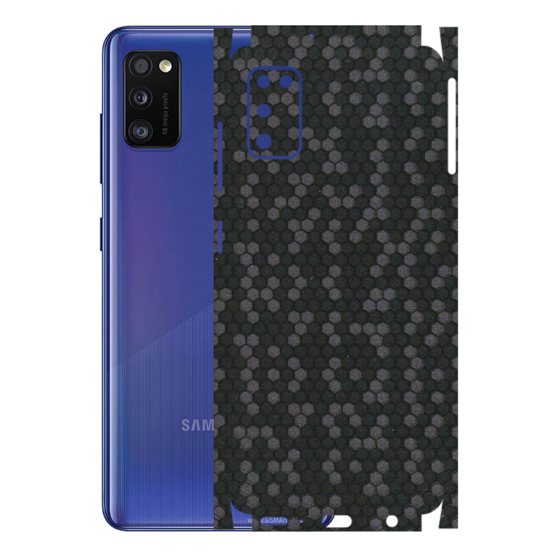 Samsung A/S Series Phone Skins (All Models) - Black Grey Honeycomb Sober - 3D Embossed Finish (L-85) Samsung Galaxy A41