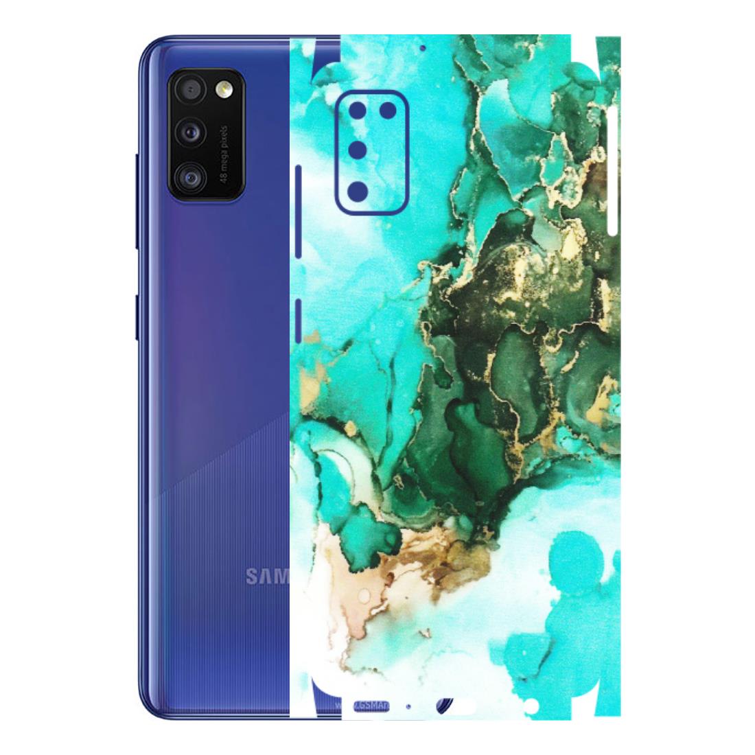 Samsung A/S Series Phone Skins (All Models) - The Blue Gold Marble - Matte Finish (M-124) Samsung Galaxy A41