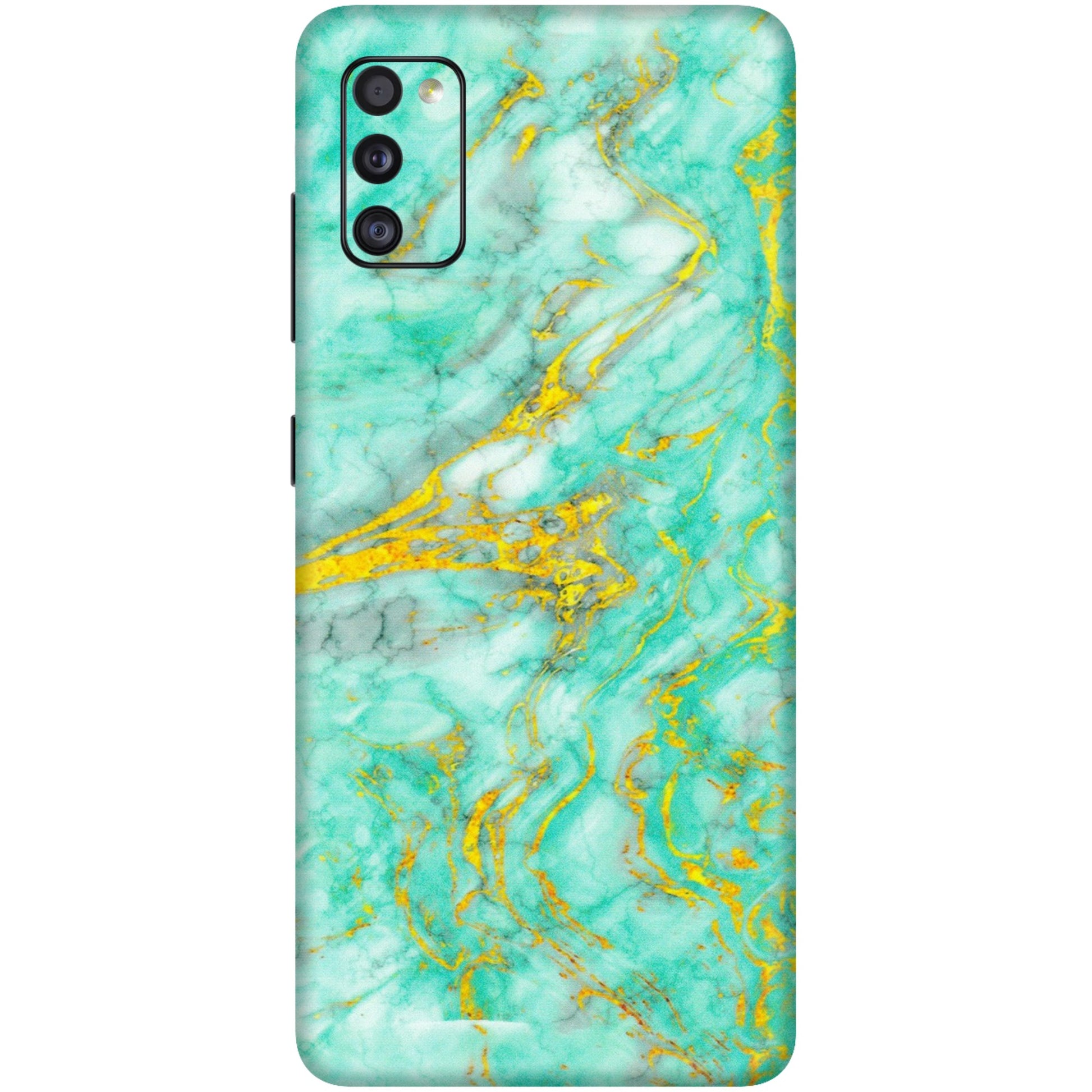 Samsung A/S Series Phone Skins (All Models) - Green And Gold Marble Feel - Matte Finish (M-16) Samsung Galaxy A41