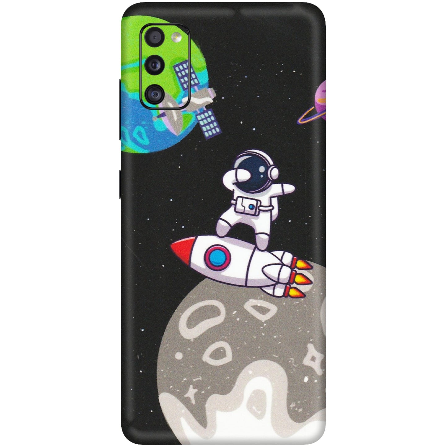 Samsung A/S Series Phone Skins (All Models) - Astronaut Vibing Toon Running - Matte Finish (M-39) Samsung Galaxy A41