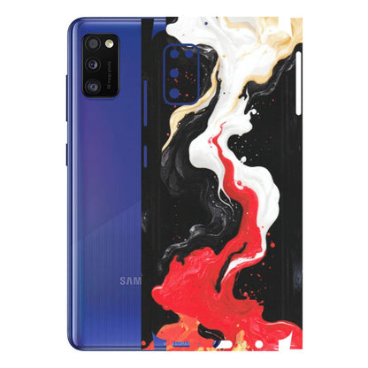 Samsung A/S Series Phone Skins (All Models) - Black Red White Paint Splash Fusion - Matte Finish (M-56) Samsung Galaxy A41