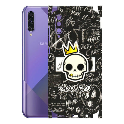 Samsung A/S Series Phone Skins (All Models) - Funny Skull Black Chalk Grafitti - 3D Embossed Finish (L-22) Samsung Galaxy A50S