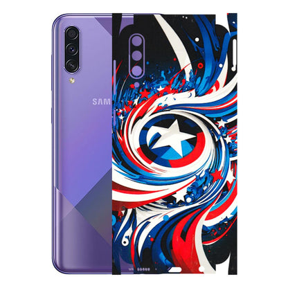 Samsung A/S Series Phone Skins (All Models) - Captain America Logo - 3D Embossed Finish (L-307) Samsung Galaxy A50S