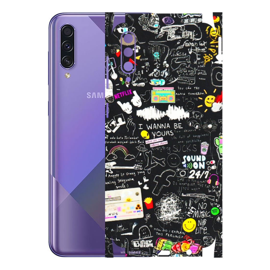 Samsung A/S Series Phone Skins (All Models) - Black Creatives Doodles - 3D Embossed Finish (L-311) Samsung Galaxy A50S