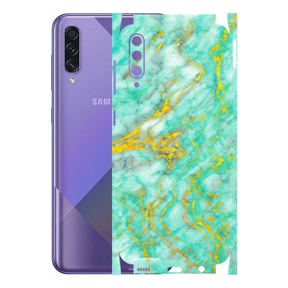 Samsung A/S Series Phone Skins (All Models) - Green And Gold Marble Feel - Matte Finish (M-16) Samsung Galaxy A50S