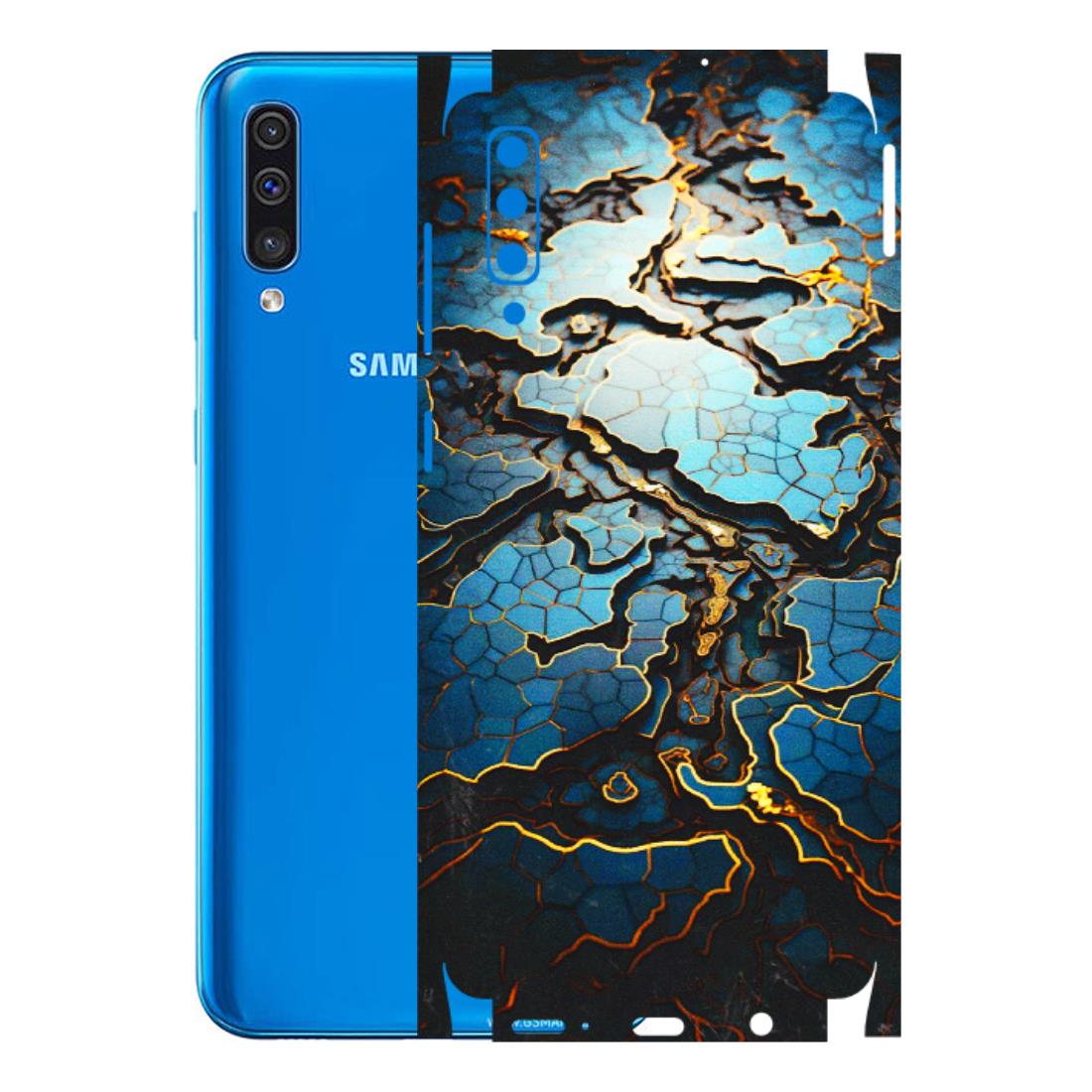 Samsung A/S Series Phone Skins (All Models) - Blue Gold Abstract - 3D Embossed Finish (L-11) Samsung Galaxy A50