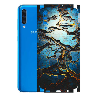 Samsung A/S Series Phone Skins (All Models) - Blue Gold Abstract - 3D Embossed Finish (L-11) Samsung Galaxy A50