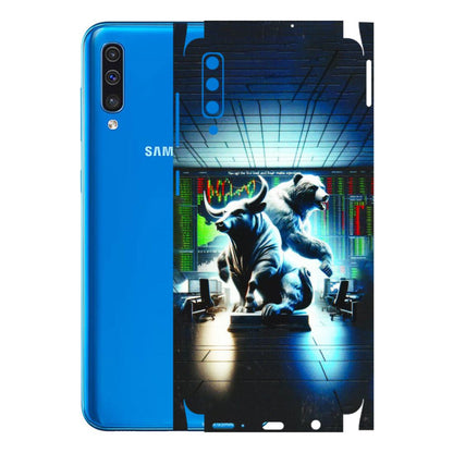 Samsung A/S Series Phone Skins (All Models) - Stock Market Sensex Bear vs Bulls - 3D Embossed Finish (L-15) Samsung Galaxy A50