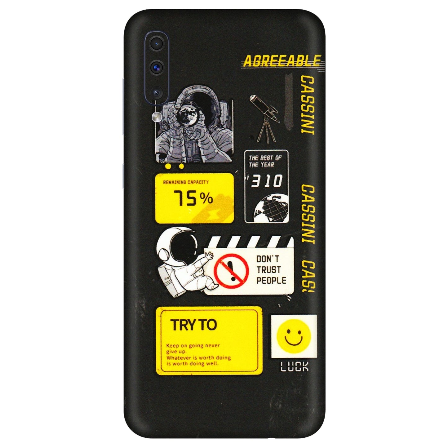 Samsung A/S Series Phone Skins (All Models) - Black Cassini - 3D Embossed Finish (L-161) Samsung Galaxy A50