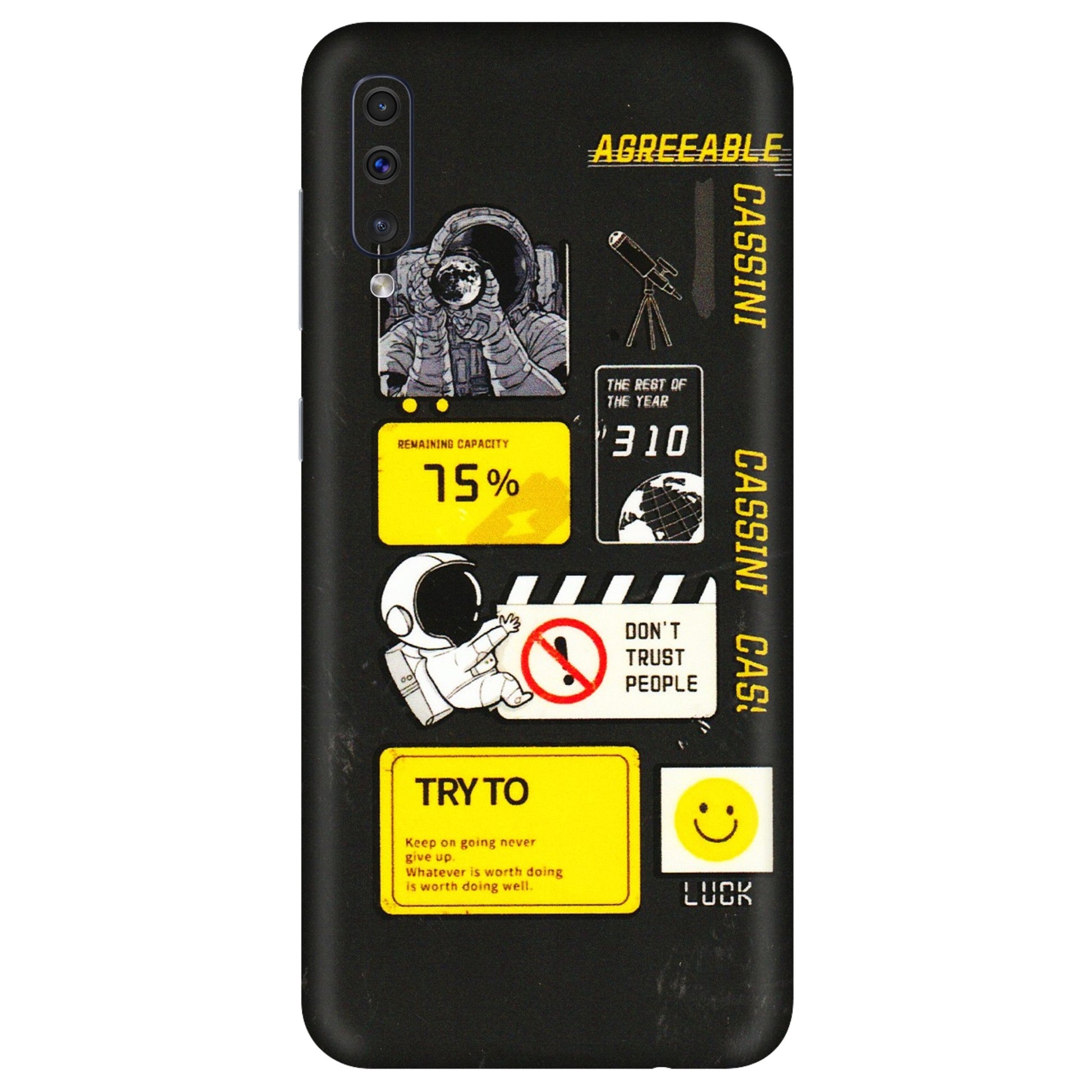 Samsung A/S Series Phone Skins (All Models) - Black Cassini - 3D Embossed Finish (L-161) Samsung Galaxy A50