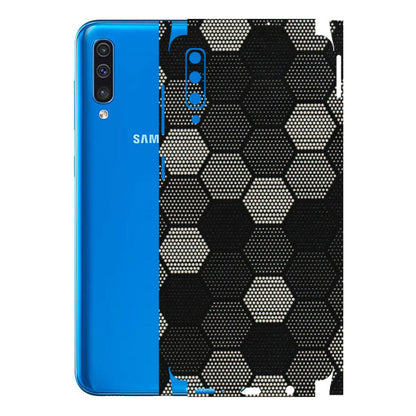 Samsung A/S Series Phone Skins (All Models) - Black & White Dotted Honeycomb Texture - 3D Embossed Finish (L-202) Samsung Galaxy A50