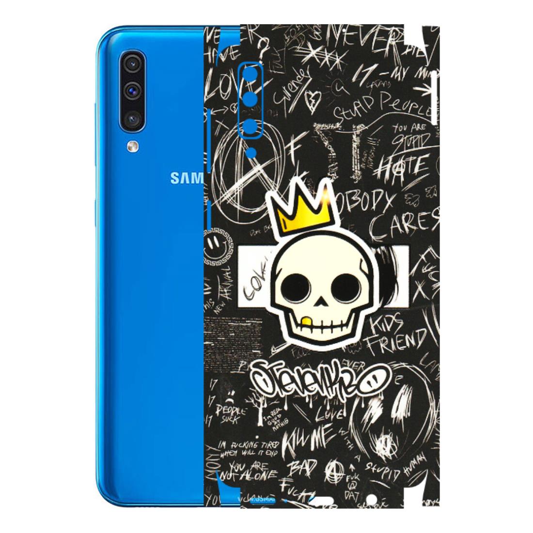 Samsung A/S Series Phone Skins (All Models) - Funny Skull Black Chalk Grafitti - 3D Embossed Finish (L-22) Samsung Galaxy A50
