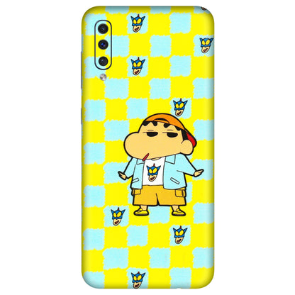 Samsung A/S Series Phone Skins (All Models) - Yellow Blue Shinchan Cute - 3D Embossed Finish (L-221) Samsung Galaxy A50