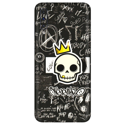 Samsung A/S Series Phone Skins (All Models) - Funny Skull Black Chalk Grafitti - 3D Embossed Finish (L-22) Samsung Galaxy A50
