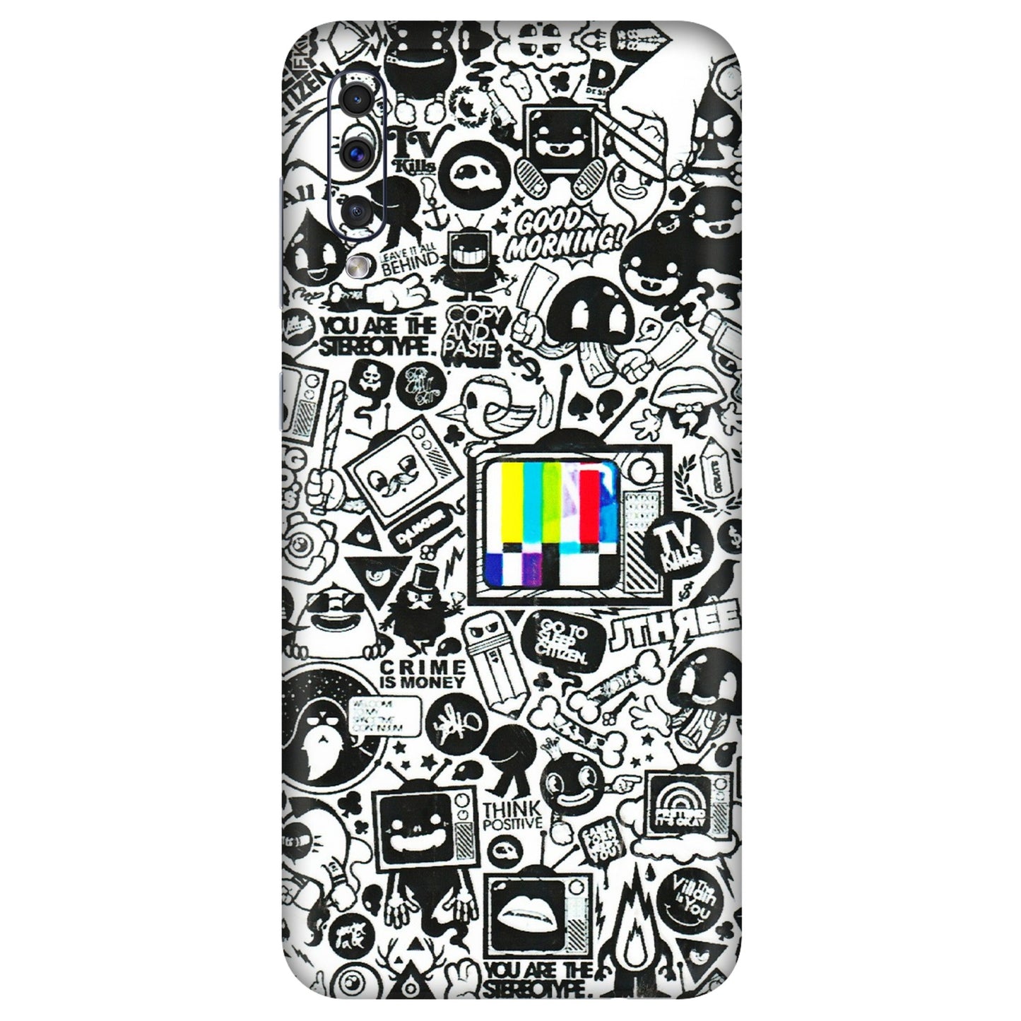 Samsung A/S Series Phone Skins (All Models) - Doodles Positive Art - 3D Embossed Finish (L-263) Samsung Galaxy A50