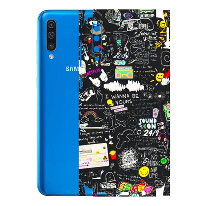 Samsung A/S Series Phone Skins (All Models) - Black Creatives Doodles - 3D Embossed Finish (L-311) Samsung Galaxy A50
