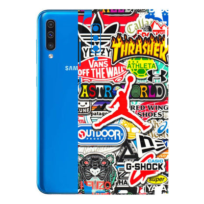 Samsung A/S Series Phone Skins (All Models) - Multi Brands Sticker Graffiti - 3D Embossed Finish (L-37) Samsung Galaxy A50