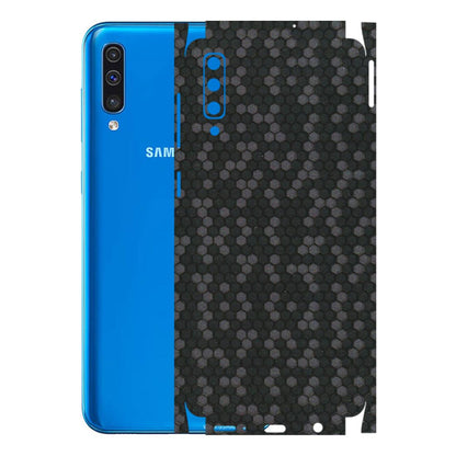 Samsung A/S Series Phone Skins (All Models) - Black Grey Honeycomb Sober - 3D Embossed Finish (L-85) Samsung Galaxy A50