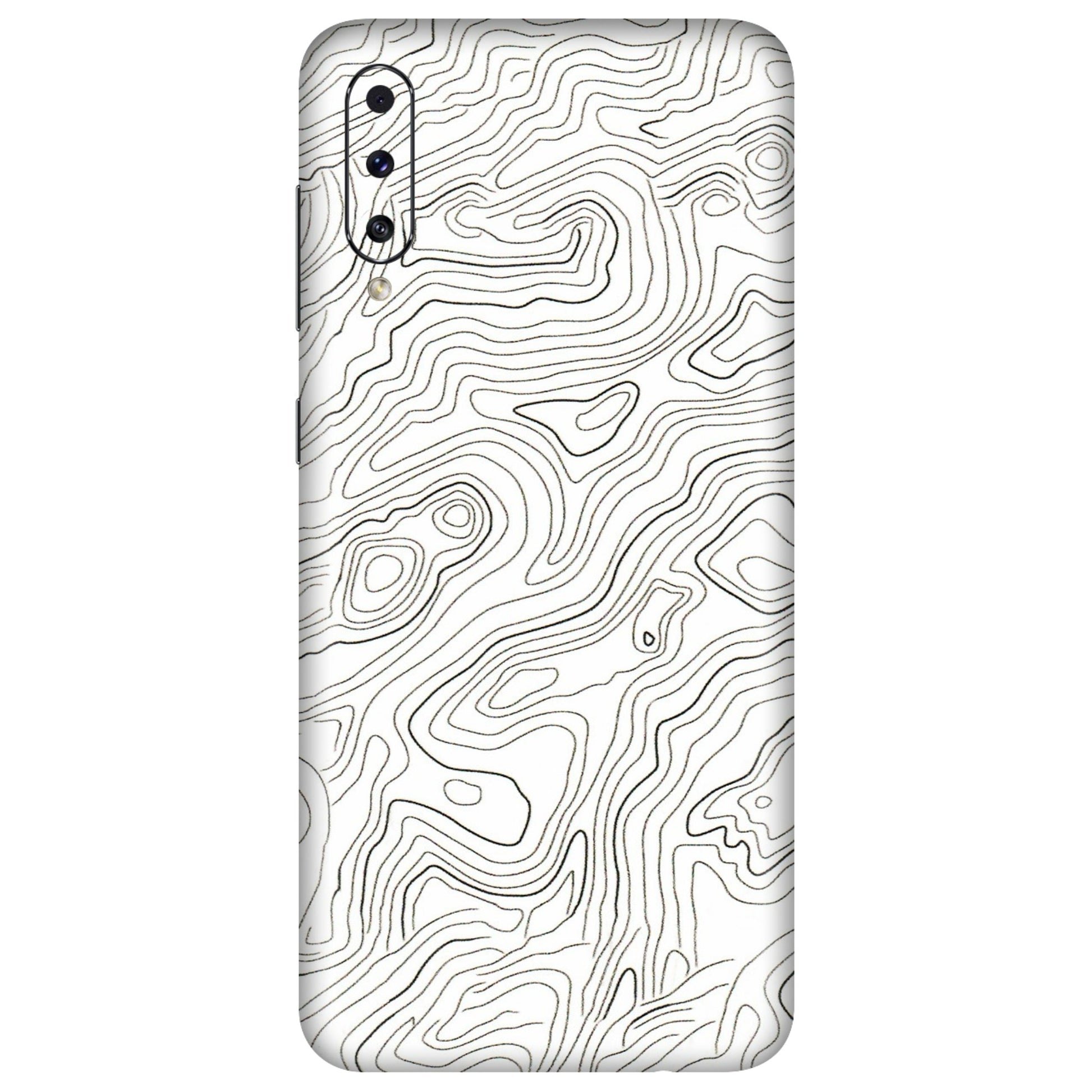 Samsung A/S Series Phone Skins (All Models) - White Black Swirls - 3D Embossed Finish (L-219) Samsung Galaxy A50S