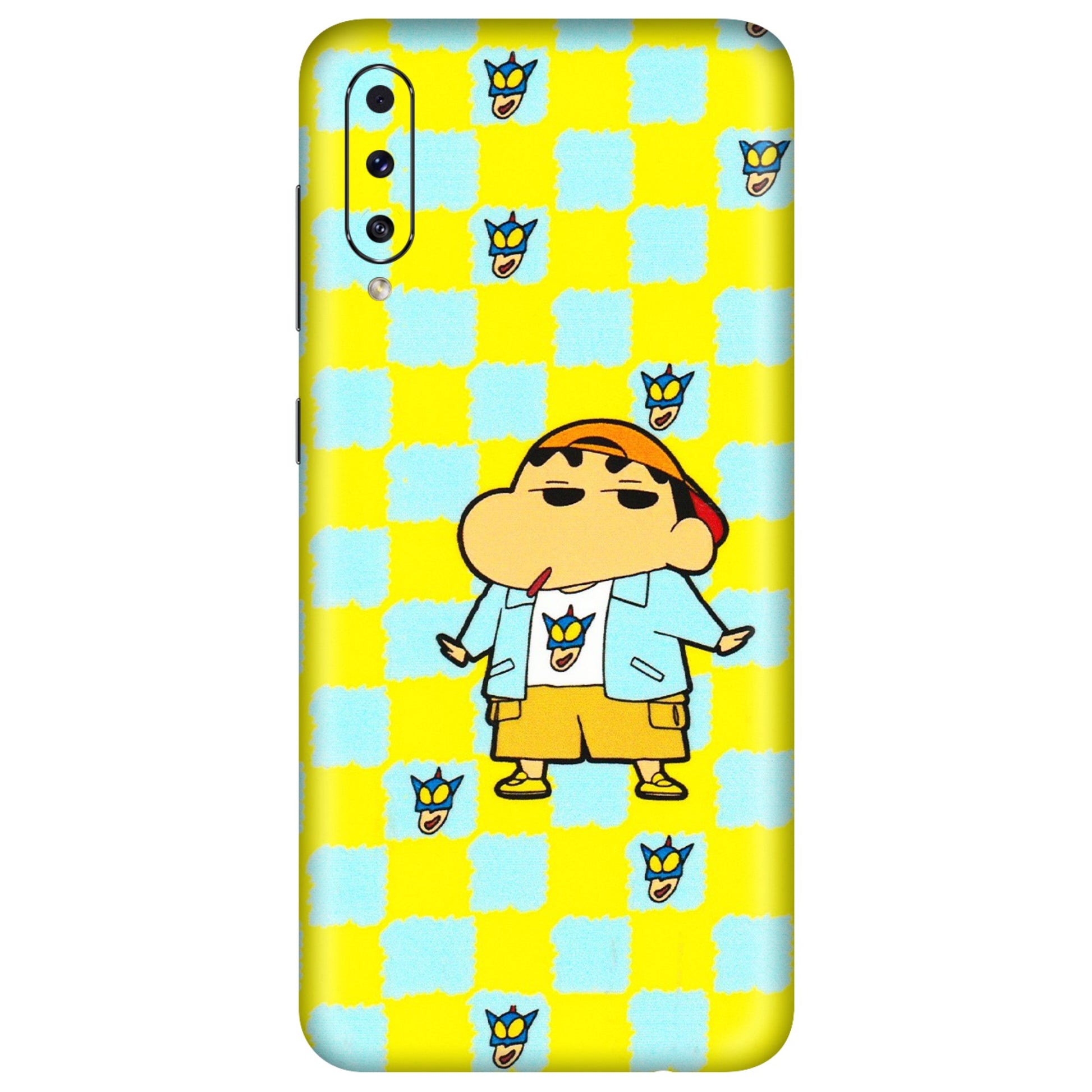 Samsung A/S Series Phone Skins (All Models) - Yellow Blue Shinchan Cute - 3D Embossed Finish (L-221) Samsung Galaxy A50S